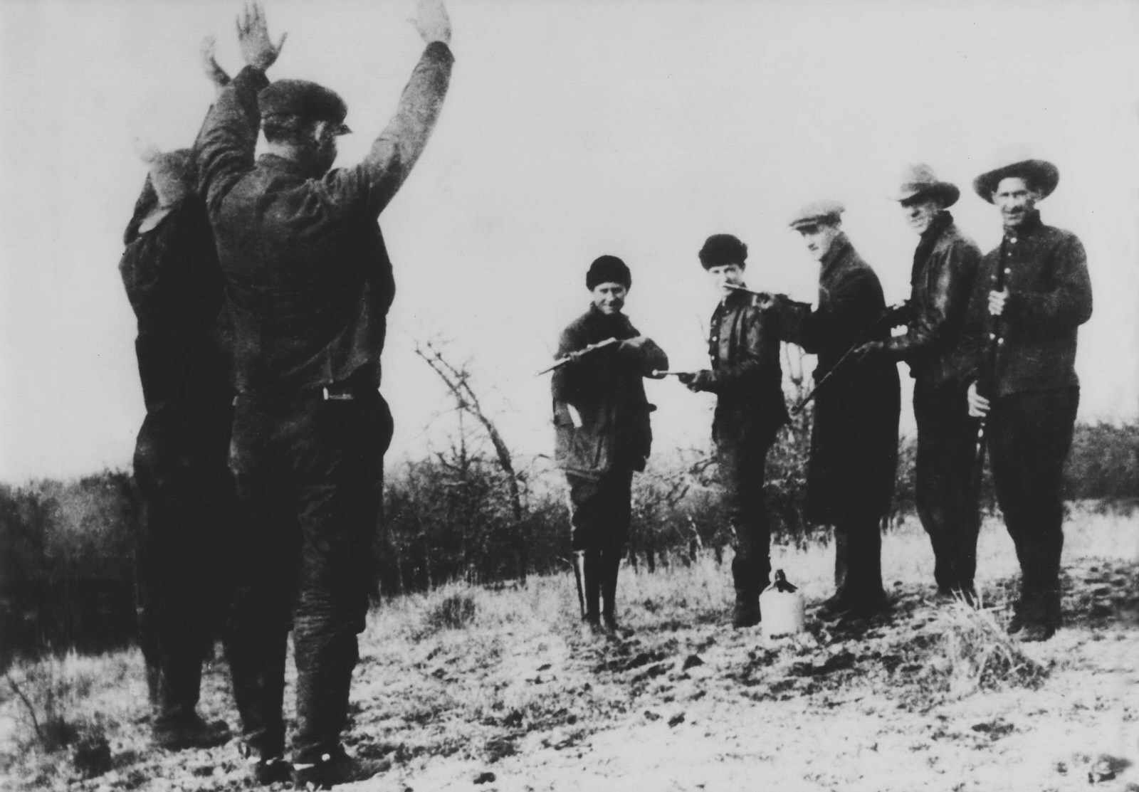 Al Spencer Gang members jokingly hold up others in their crew
