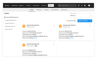 A screenshot showing the Amazon Web Services assets page