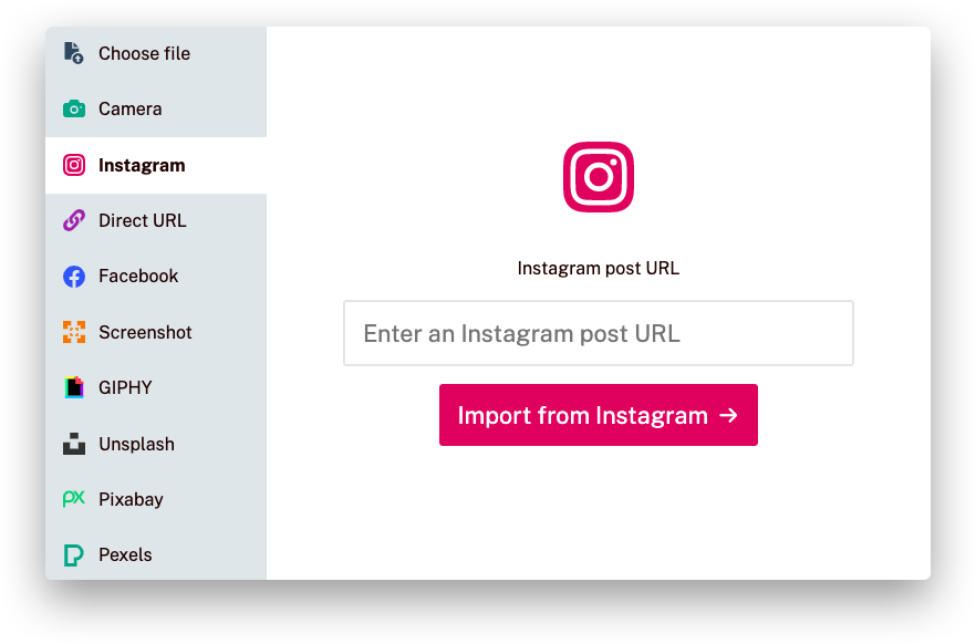 Screenshot of Instagram service