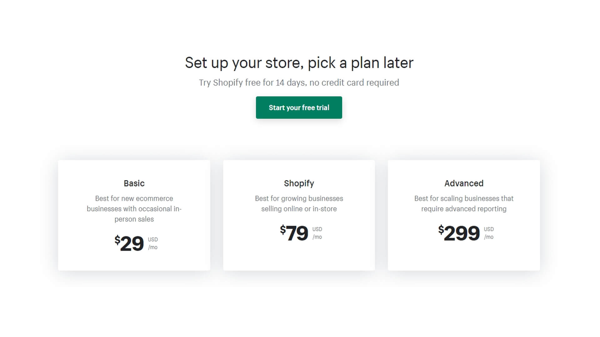 Shopify - Pricing Plans For Online Store
