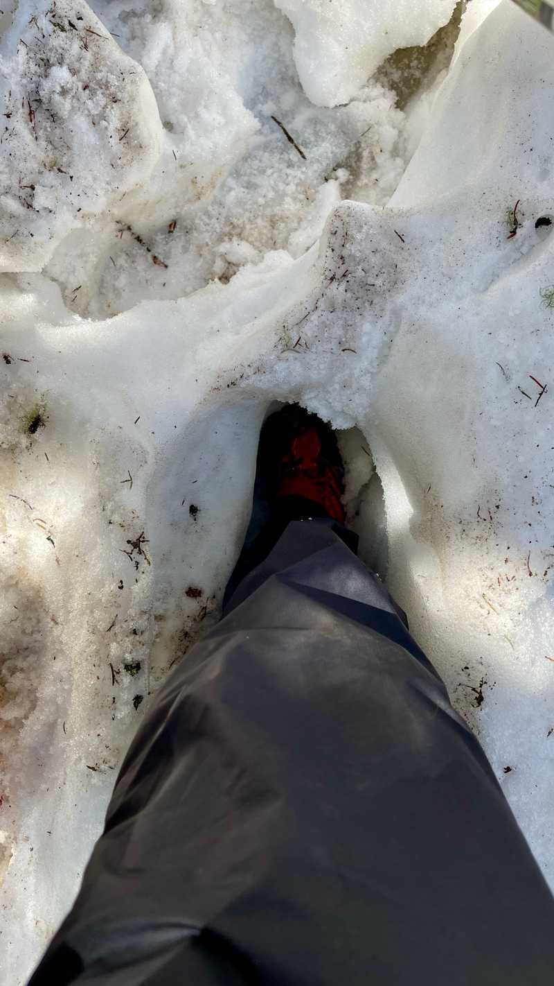 Gravity's foot is stuck in snow
