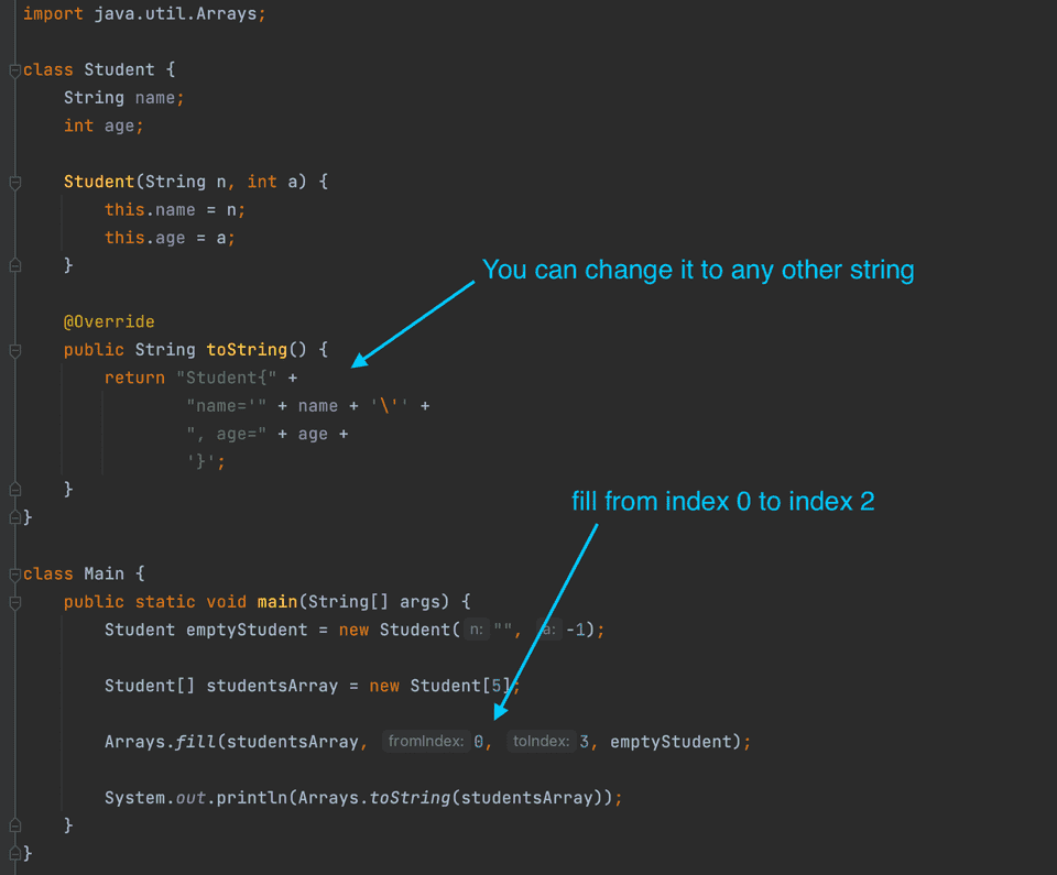Java Arrays fill method example