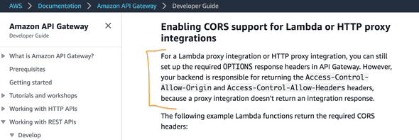 enable CORS in AWS Lambda