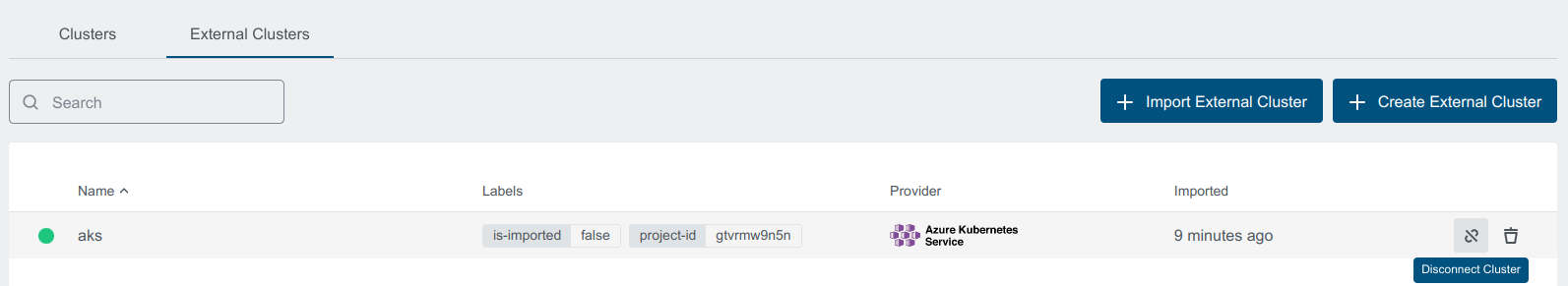 Disconnect External Cluster Disconnect External Cluster