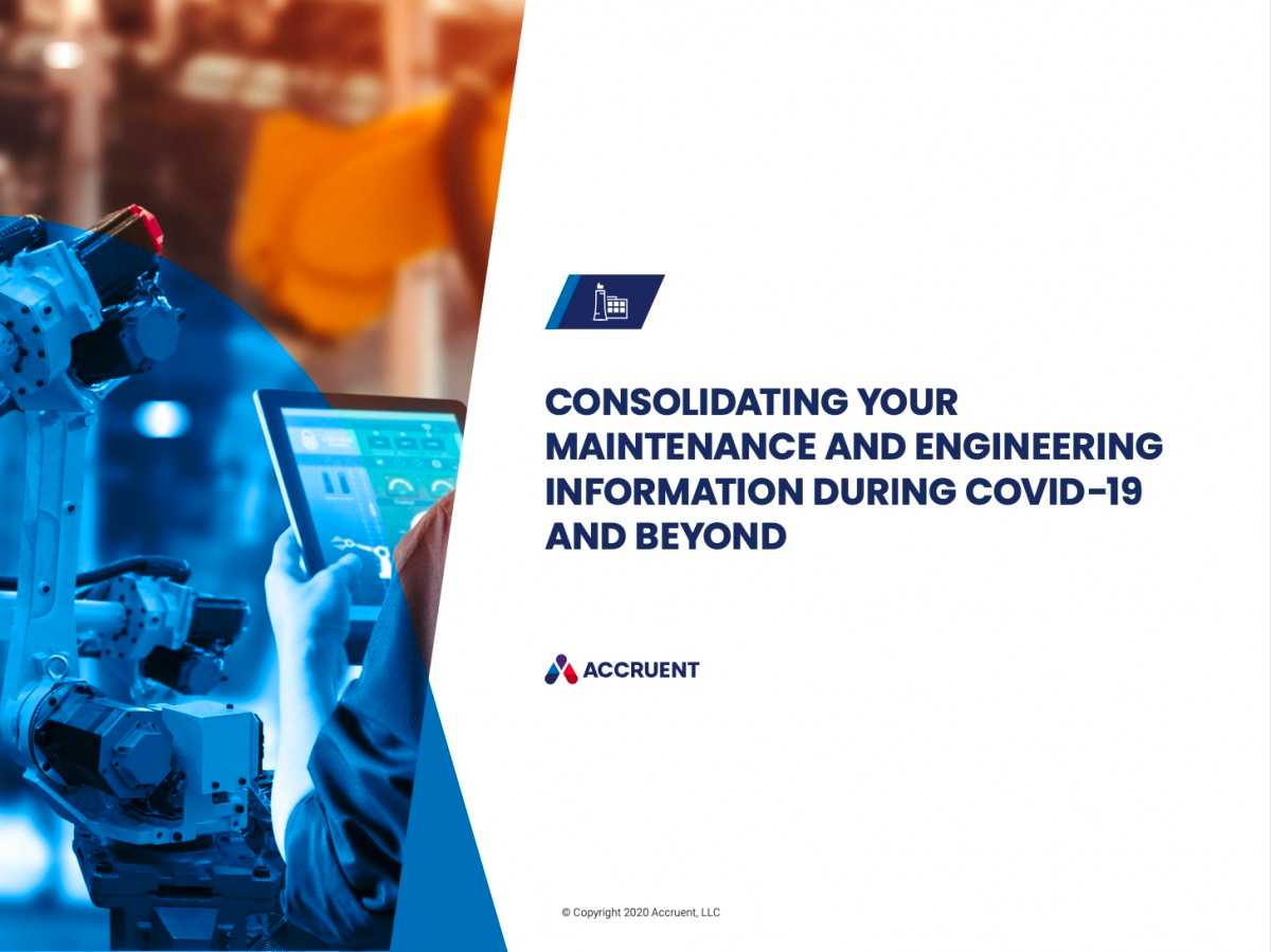 Accruent - Resources - eBooks - Consolidating Your Maintenance and Engineering Information During COVID-19 and Beyond - Cover Image