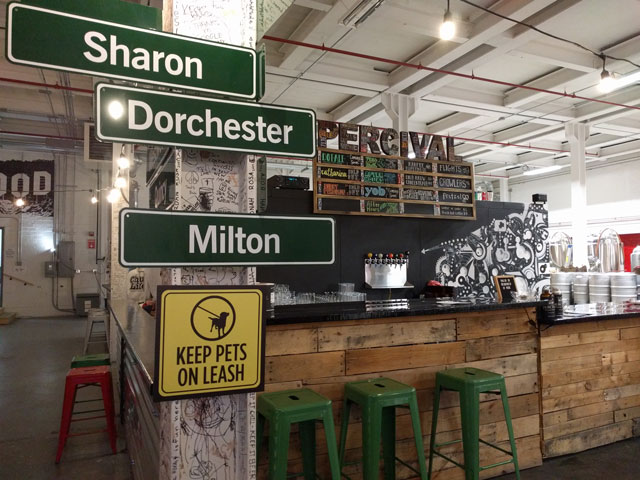 The taproom at Percival Brewing in Norwood