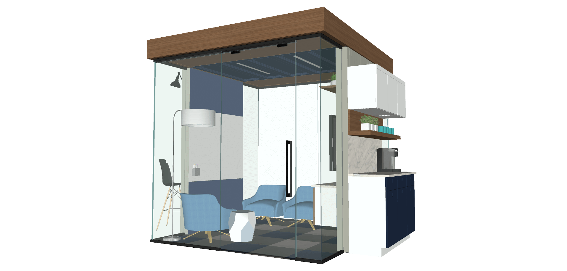 Digital rendering of component-based interior space