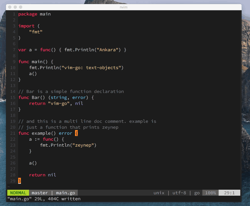 :GoDecls and :GoDeclsDir in action