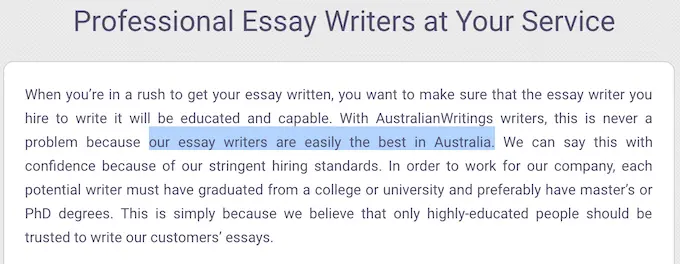australianwritings.com writers' aren't from australia as they claim
