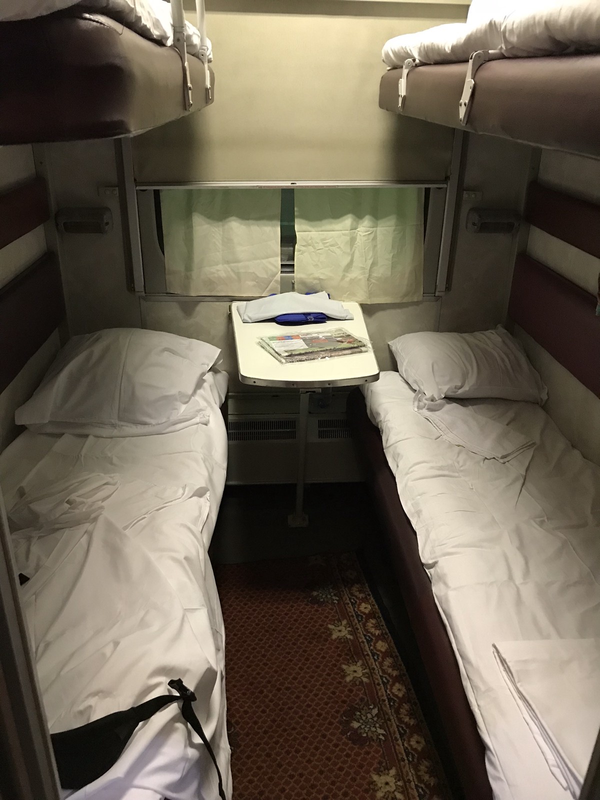 Typical four-person cabin in the second-class car.