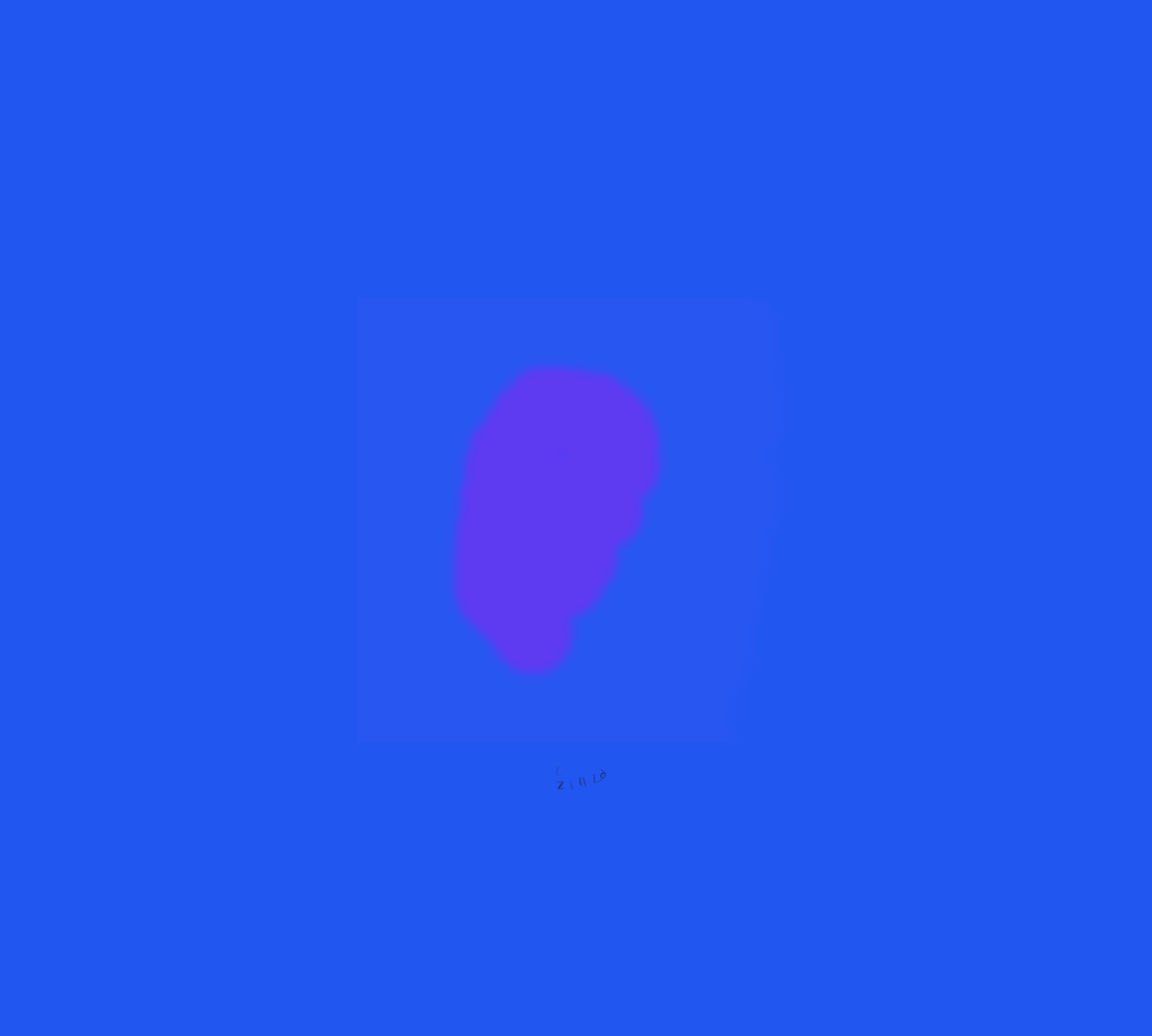 Wet browser painting in quick purple on a royal blue background.