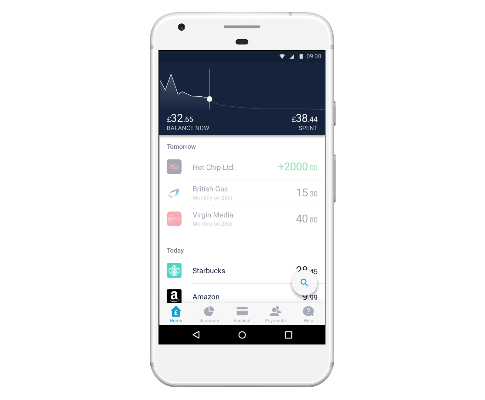 Image showing the feed in the Monzo app, with three upcoming payments