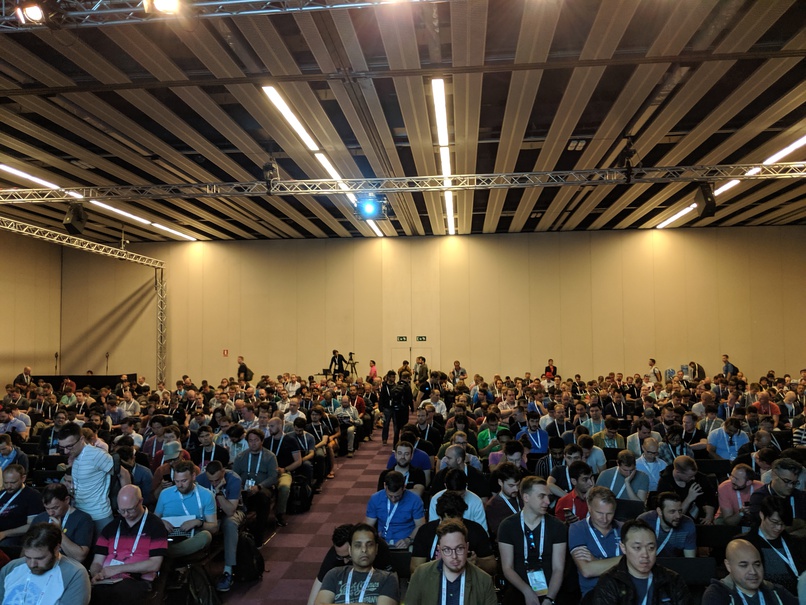 my view from the stage shortly before the talk This is easily one of my most popular talks, 1229 people registered as attending and there was only standing room!