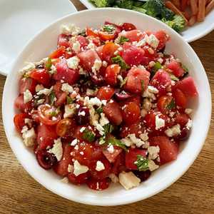 Cherry, watermelon, and feta salad
