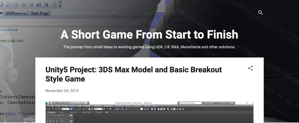 My game development blog on Blogger Screenshot of "A Short Game From Start to Finish" blog on Blogger platform