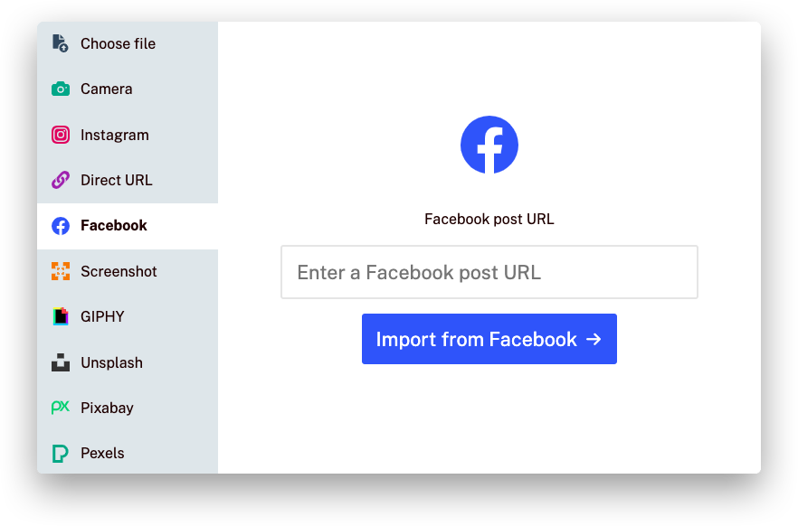 Screenshot of the Facebook service