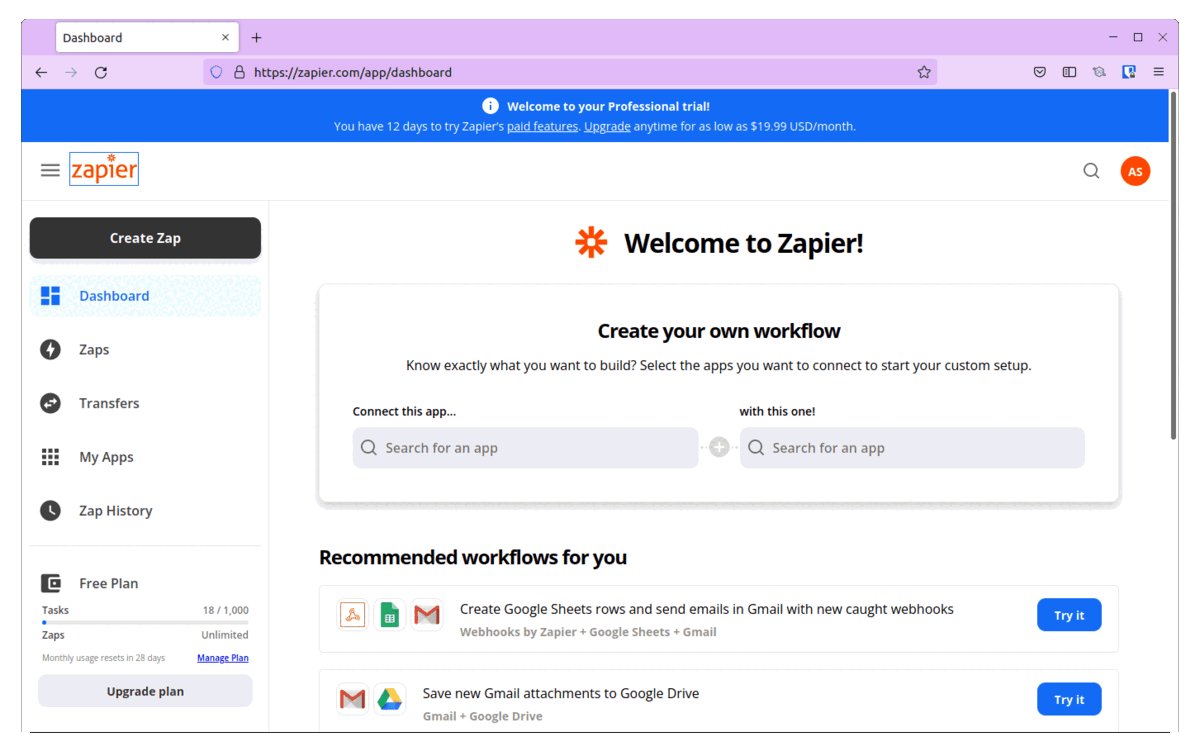 Fission serverless function with Zapier Webhook integration.