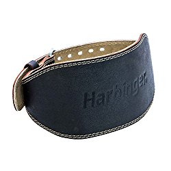 Harbinger Padded Leather Contoured Weightlifting Belt with Suede Lining and Steel Roller Buckle
