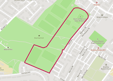 Bramley parkrun 5km run route map card image