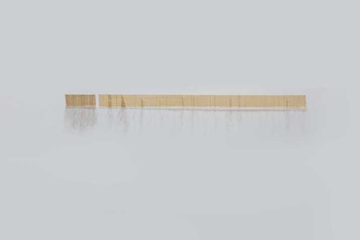 Afra Al Dhaheri, One at a Time (To Detangle Series), 2020, Hair on cotton fabric, 200 x 35 cm. Photo by Anna Shtraus