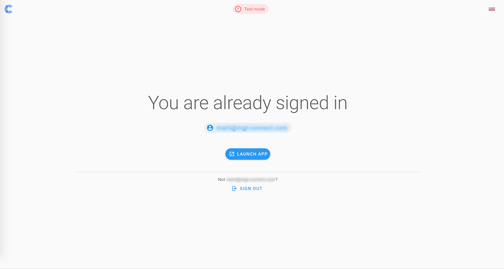 already signed in screen