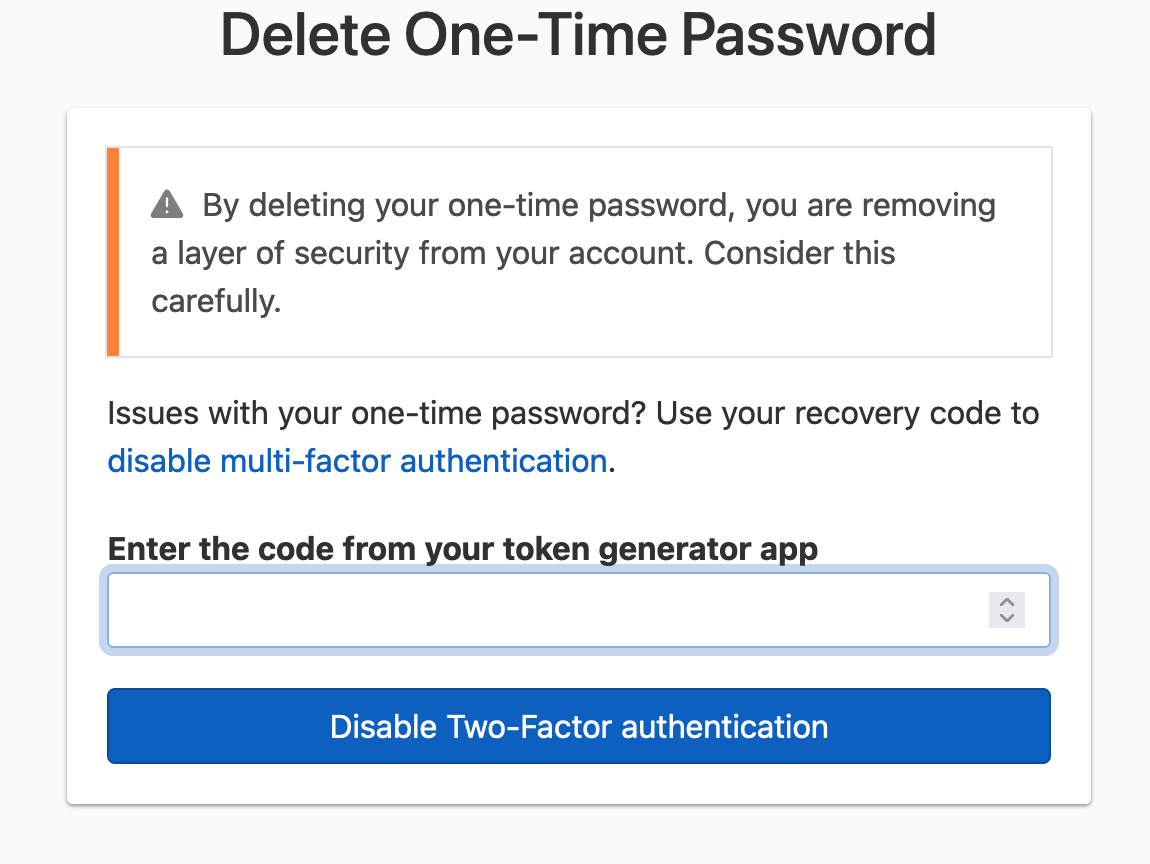 Confirm disabling of authenticator