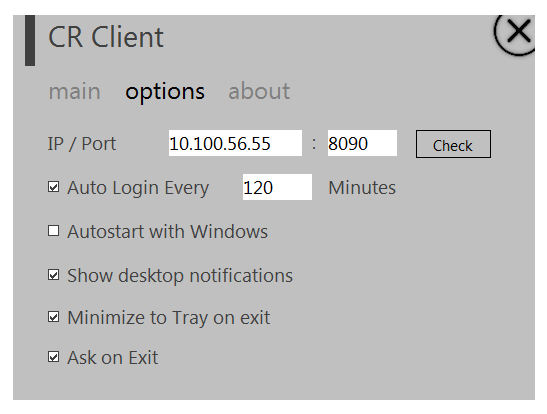 CR Client Settings