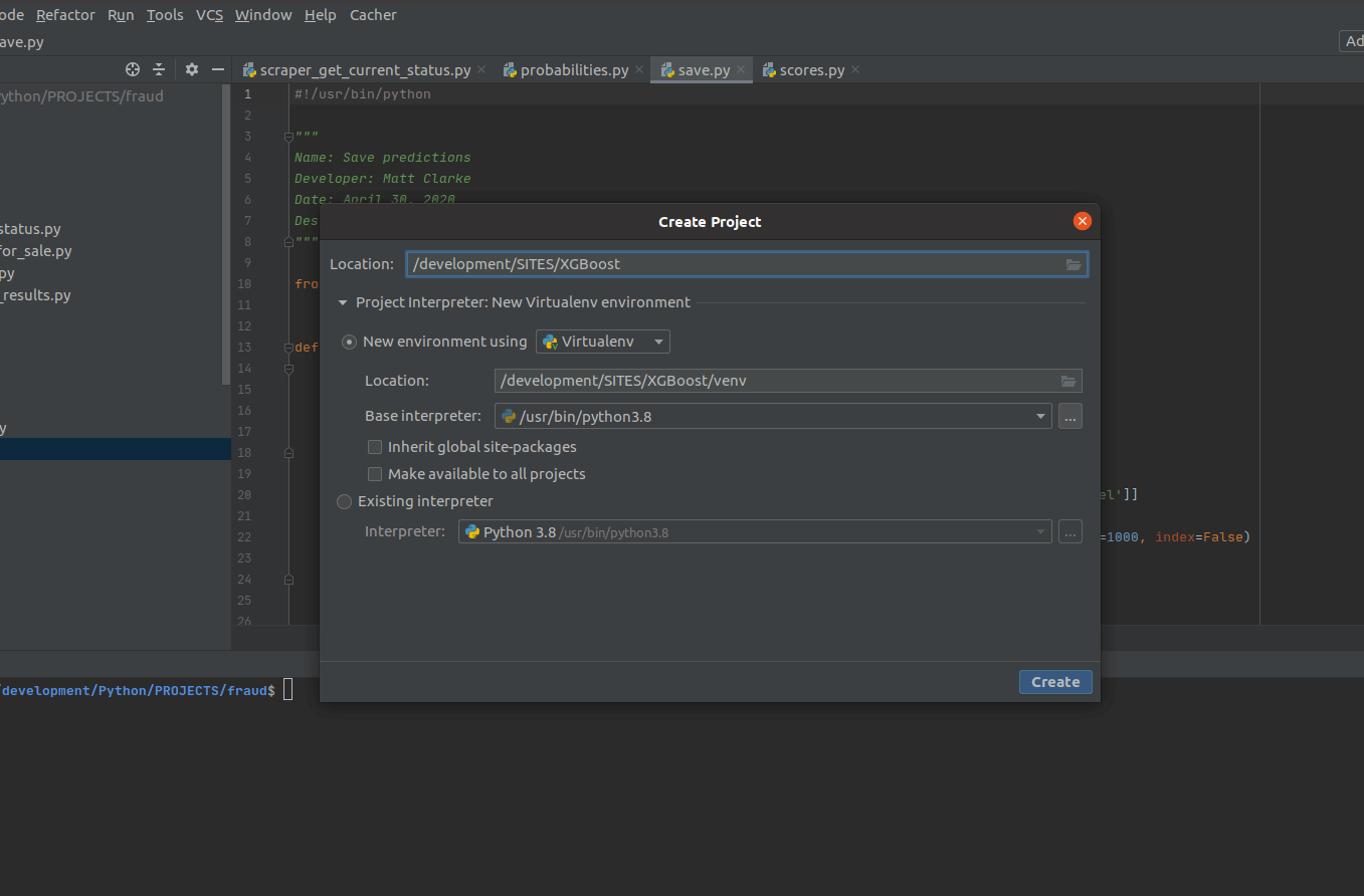 PyCharm lets you run your code in a virtual environment