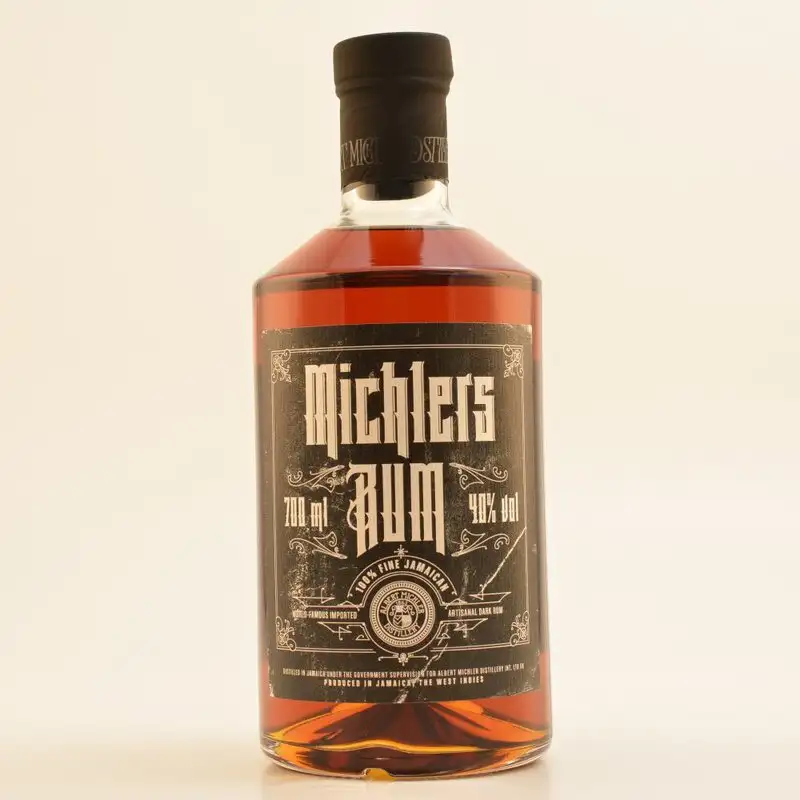 Image of the front of the bottle of the rum Michlers Rum Jamaica Dark