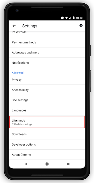 Android device with Lite Mode