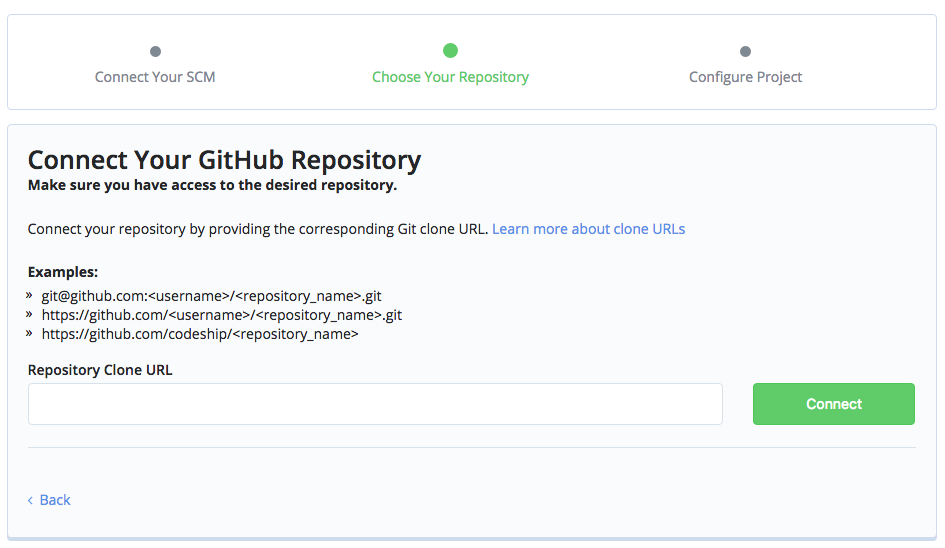 Paste the address for your Github repository.