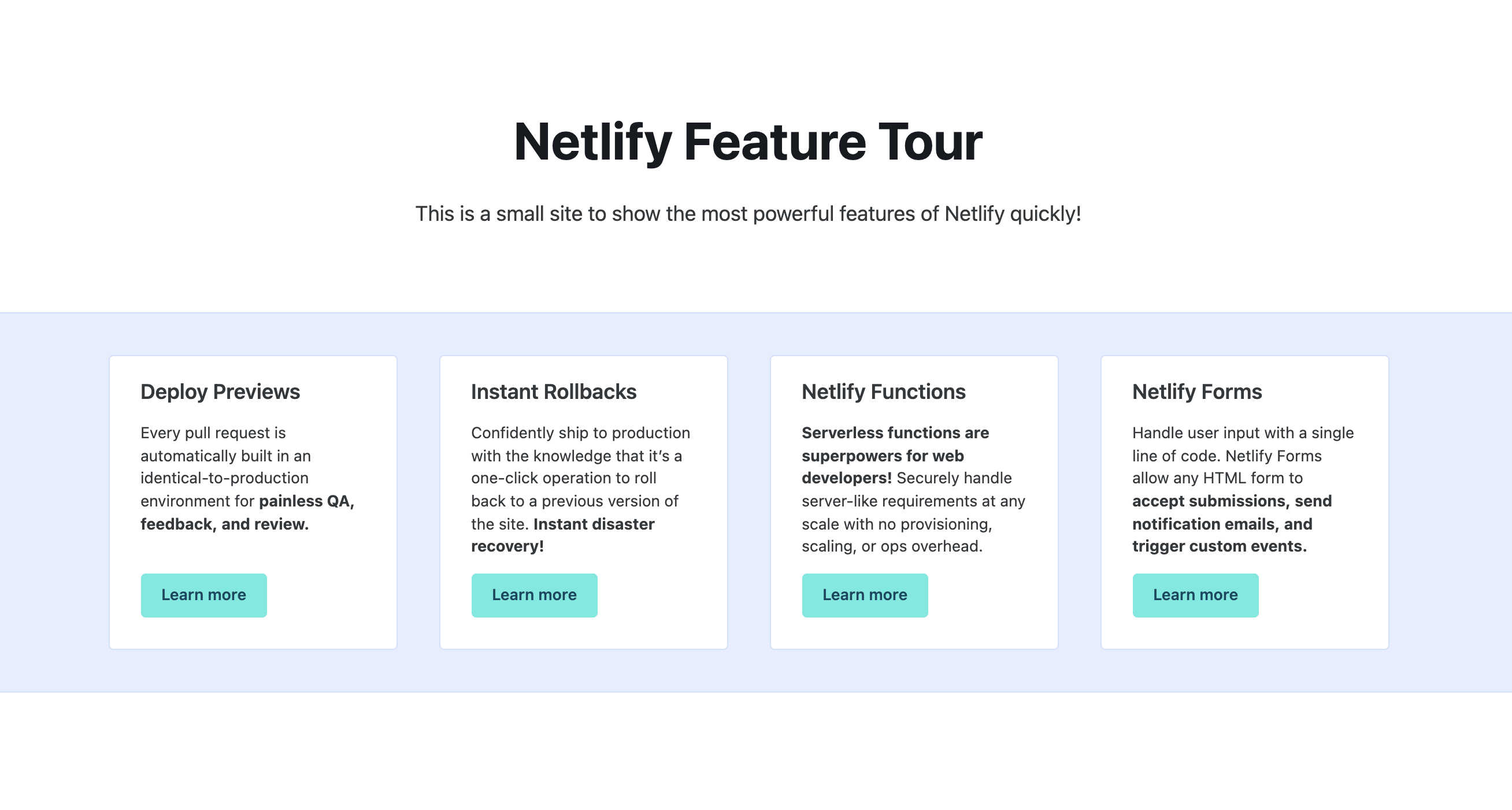 Netlify Feature Tour.