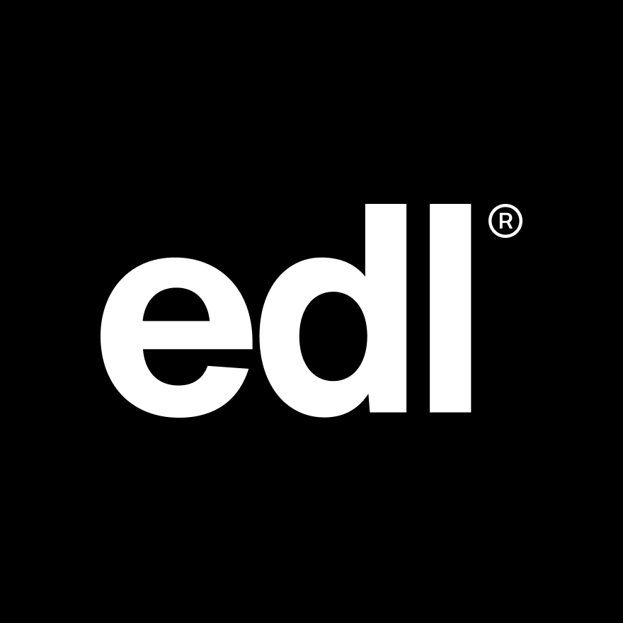 EDL logo in black square.