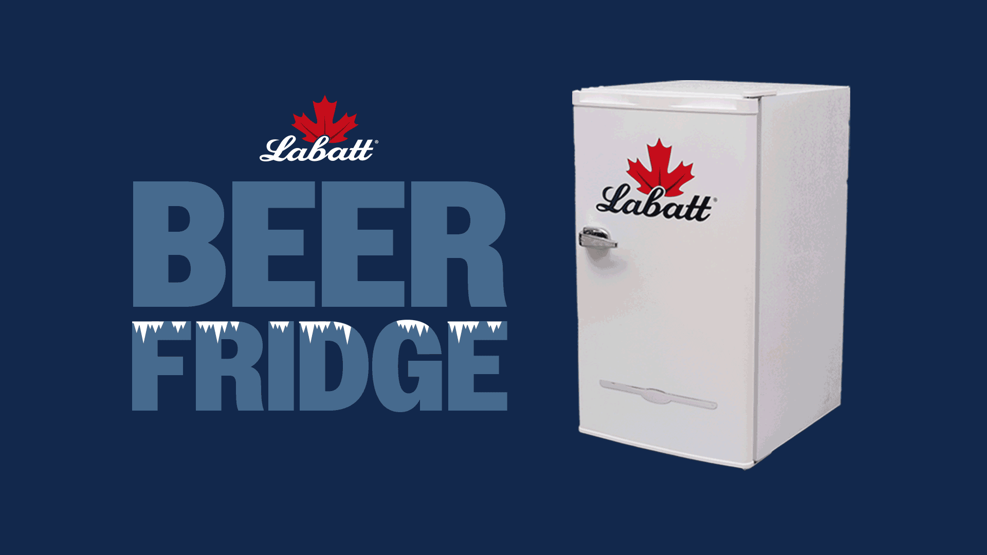 Enter for a chance to win a Labatt branded beer fridge.