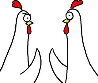 Drawn chickens giving themselves a "High Five"