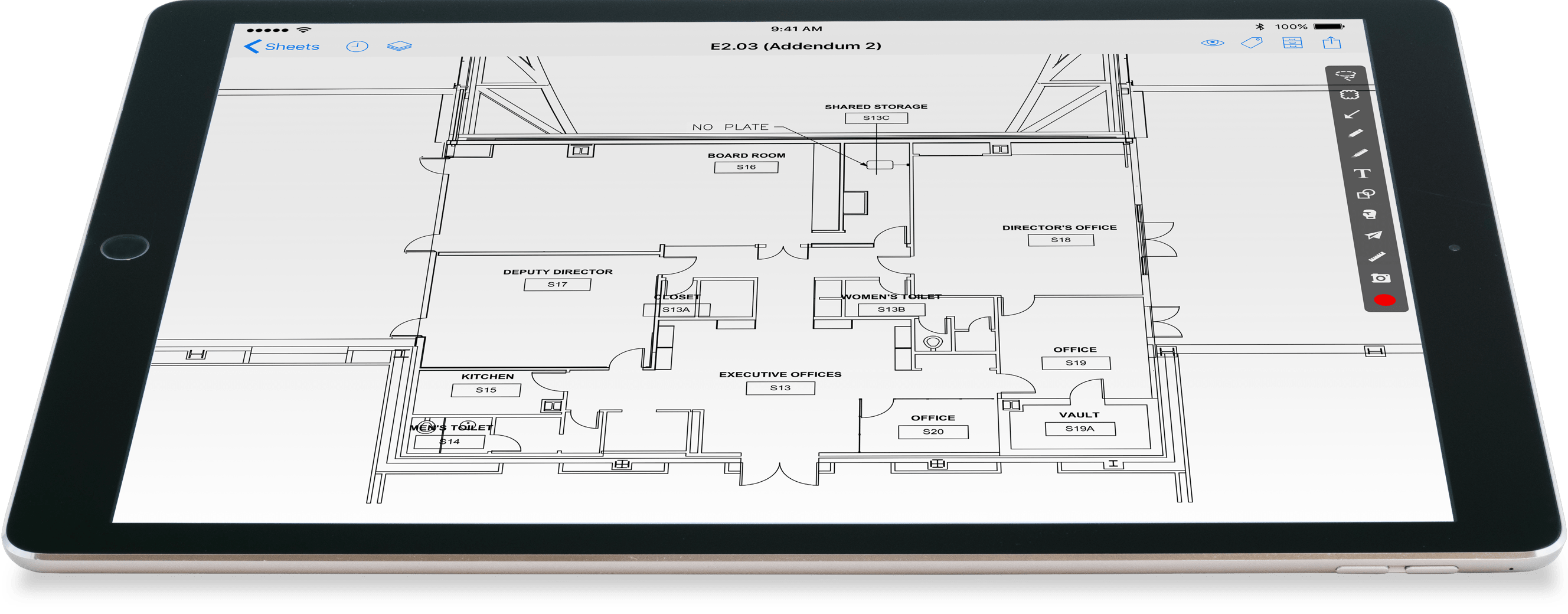 PlanGrid construction app on an iPad