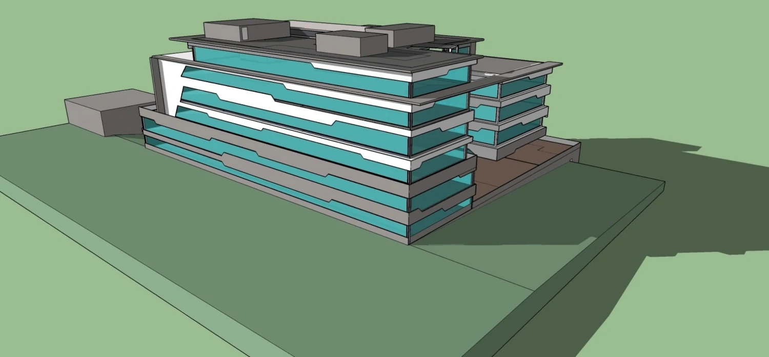 Sketchup image of the Water and Sanitation building