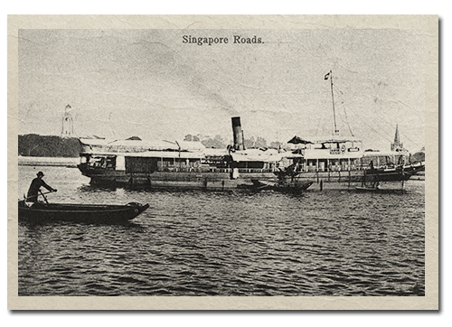 Cargo Ship near the mouth of the Singapore River, 1900s