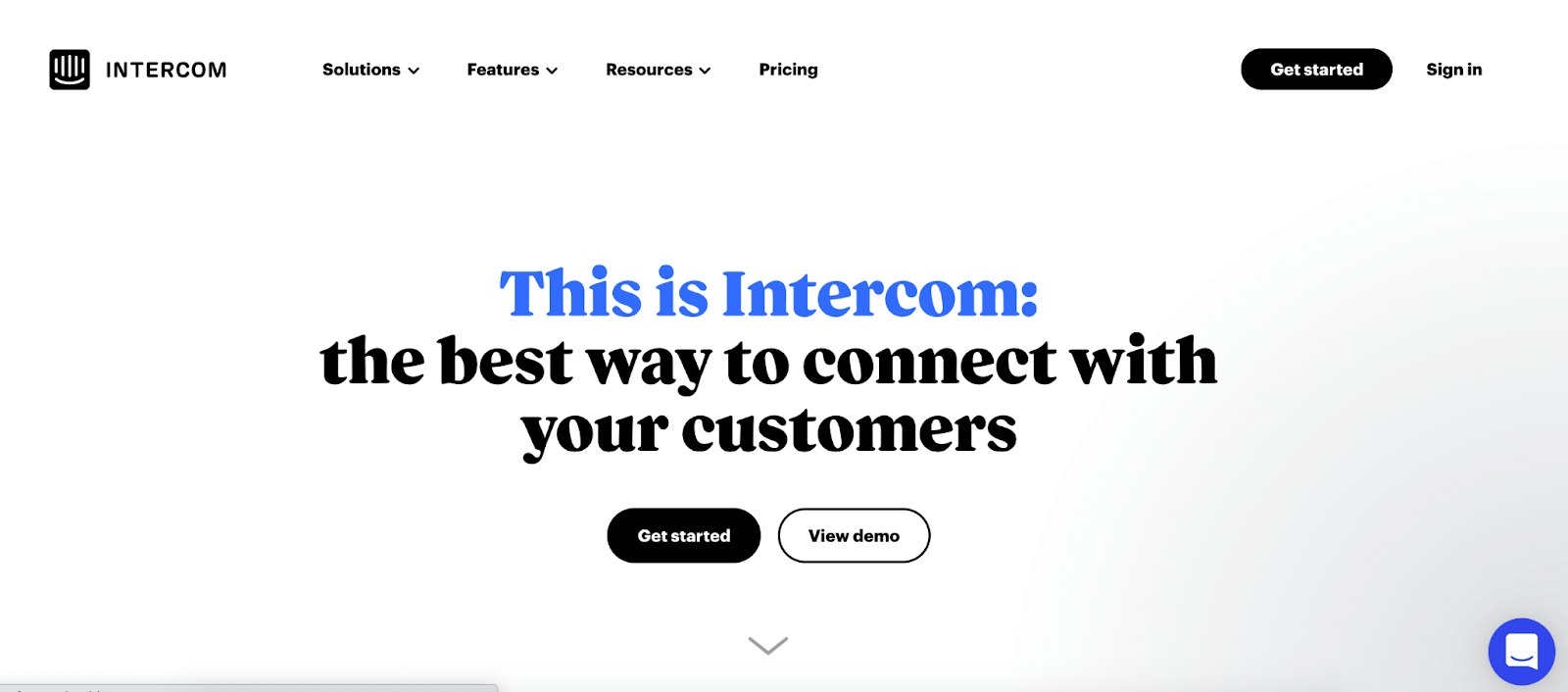 ConvertKit Alternatives: Screenshot of Intercom homepage