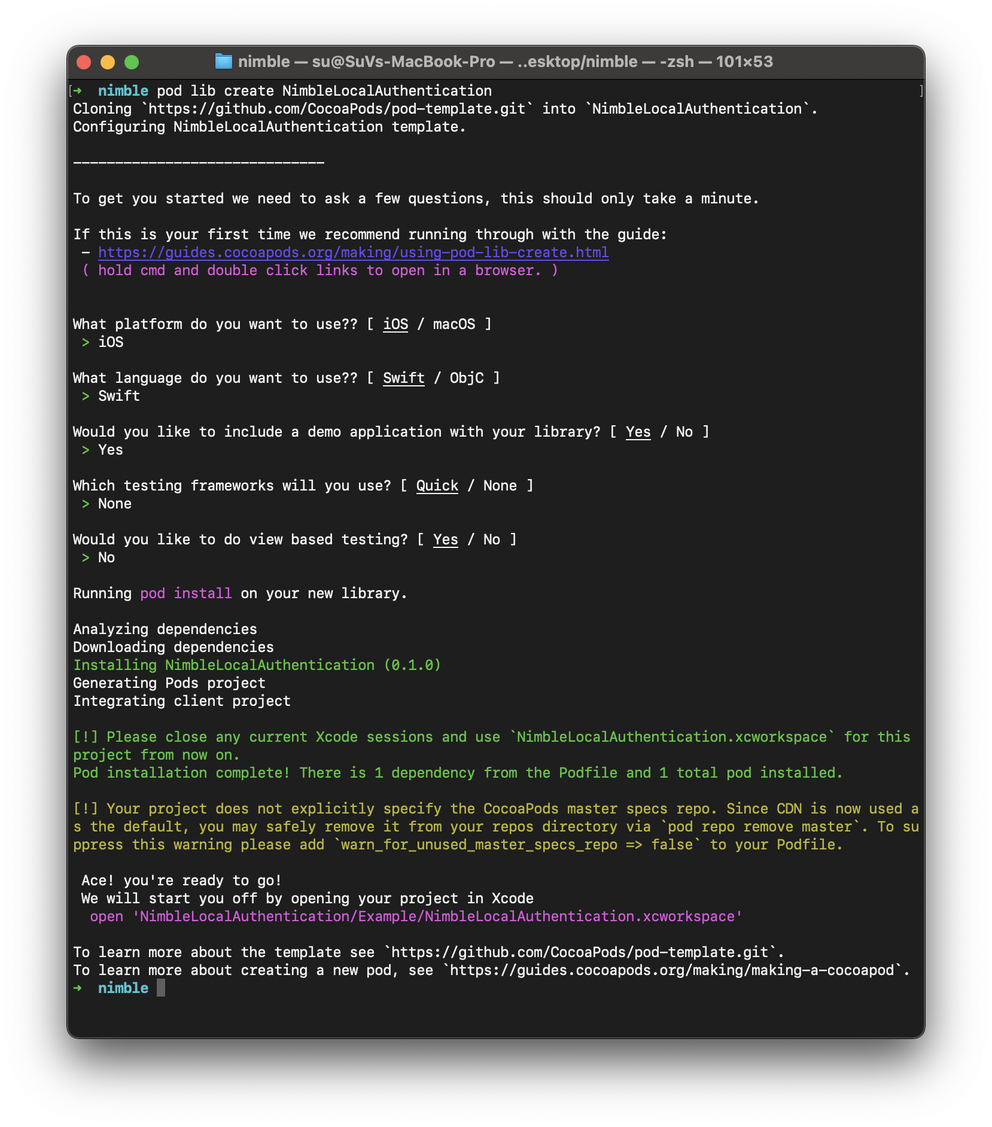 Successful pod creation output via the terminal