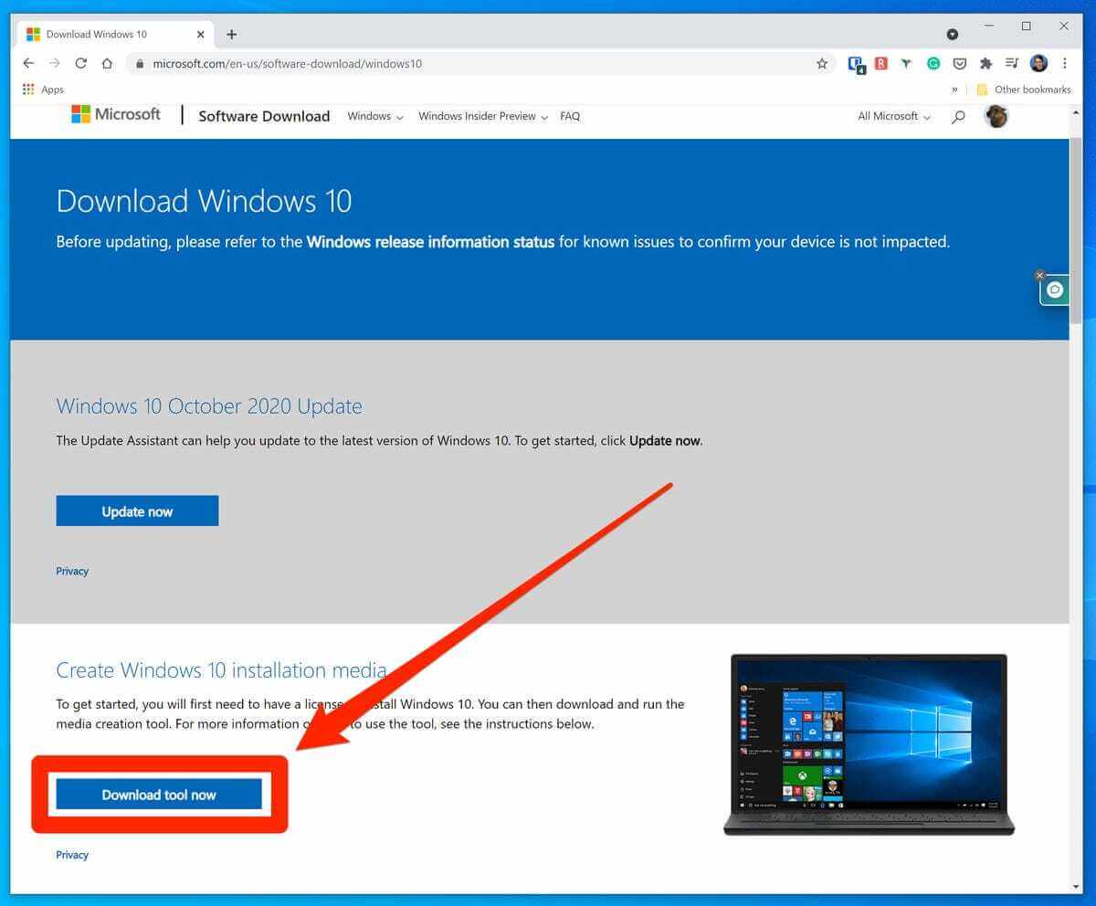Download the Windows 10 installer to get started