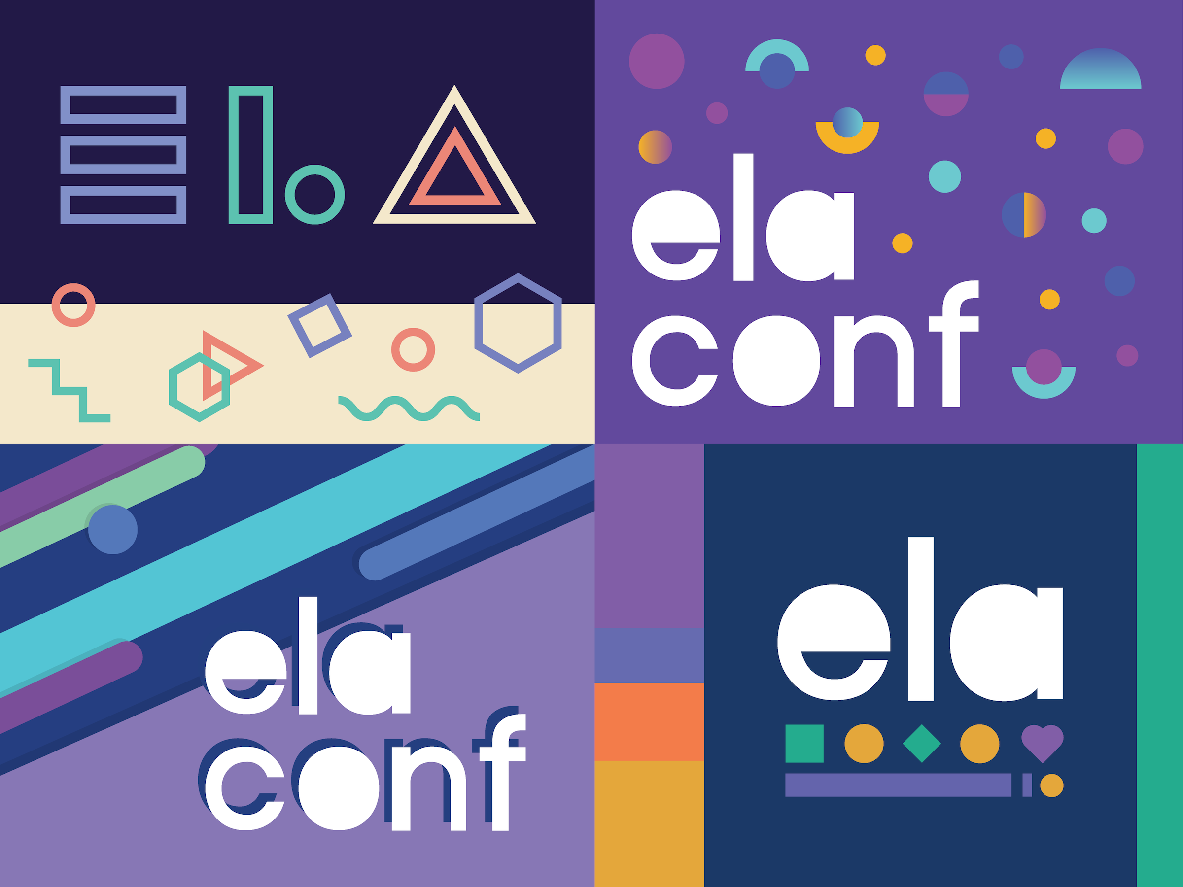 Visual of 3 years of ela conf themes and the general community branding