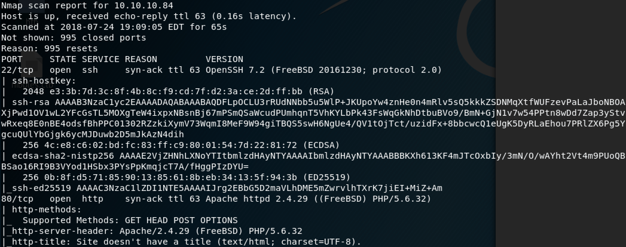 HackTheBox Poison nmap scan