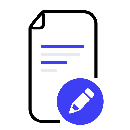 icon of a paper with a pencil ontop of it
