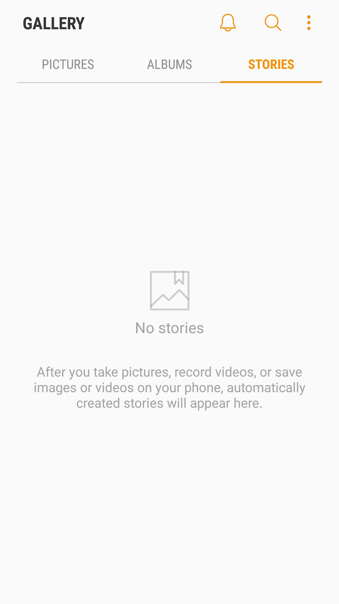 Screenshot of No stories in Samsung Android Gallery