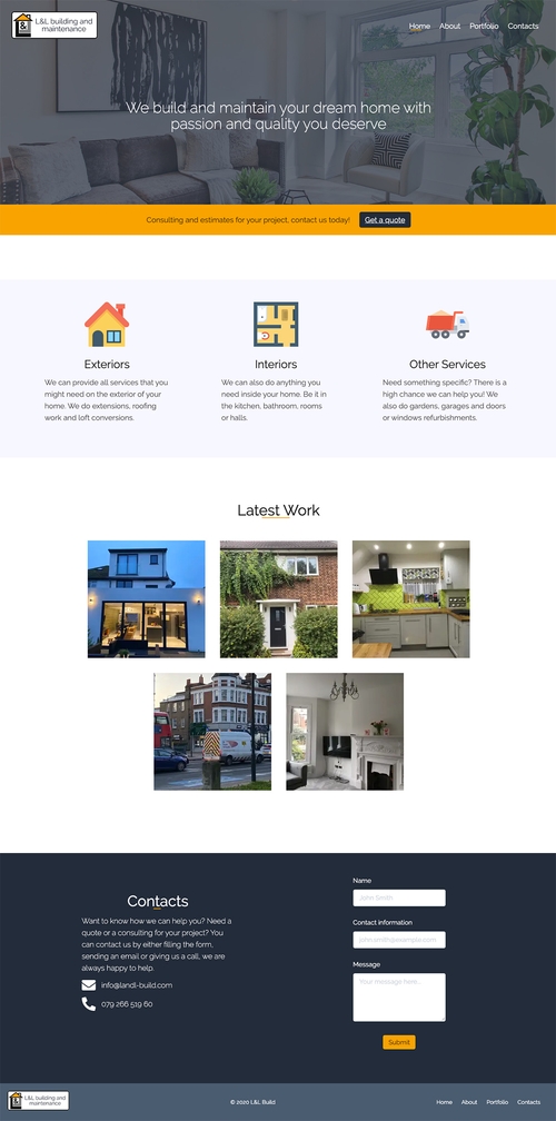 LandL Build Home Page