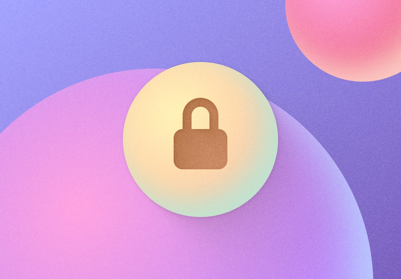 Illustration of a lock in a bubble with other bubbles around it.