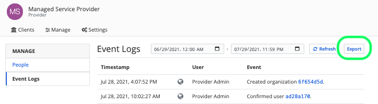 Export Event Logs