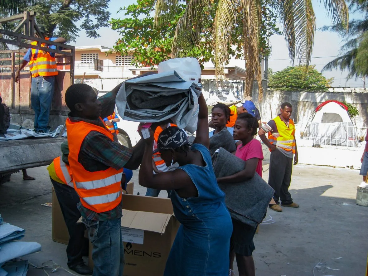 Supplies being distributed