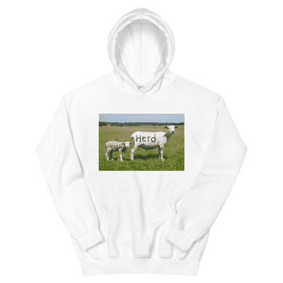 "Herd & Herd Jr." (Unisex, White Hoodie)